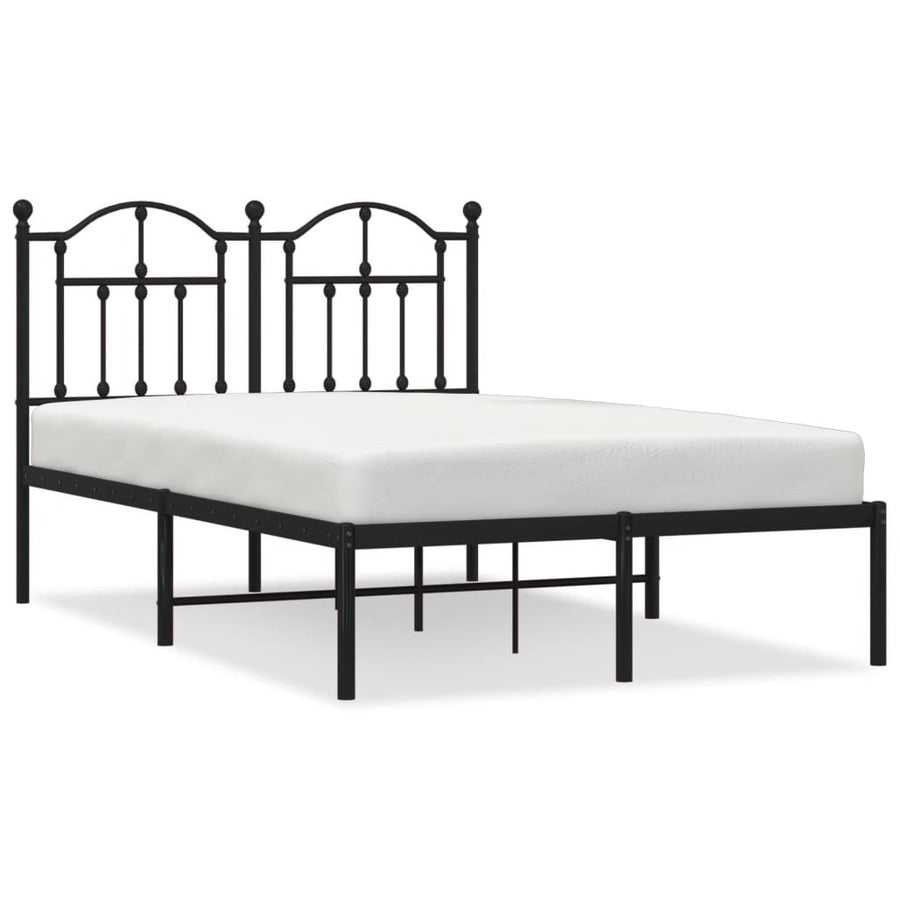 Bedframe Metaal 120 x 200 cm Zwart met hoofdbord