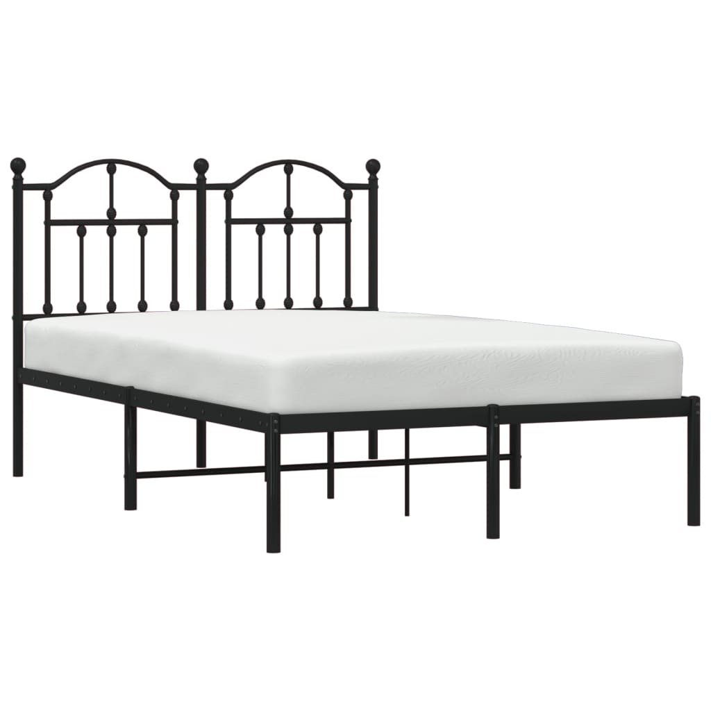 Bedframe Metaal 120 x 200 cm Zwart met hoofdbord