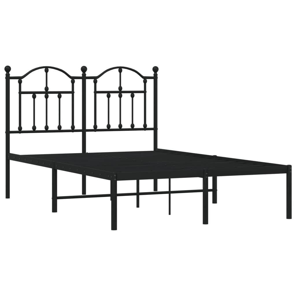 Bedframe Metaal 120 x 200 cm Zwart met hoofdbord