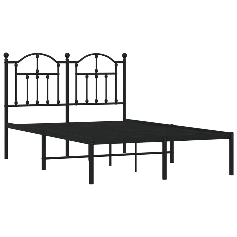 Bedframe Metaal 120 x 200 cm Zwart met hoofdbord