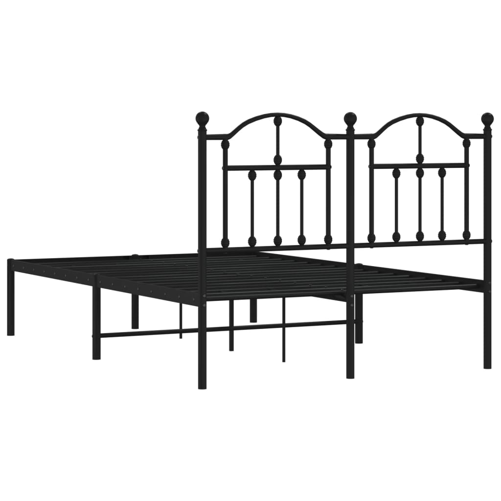 Bedframe Metaal 120 x 200 cm Zwart met hoofdbord