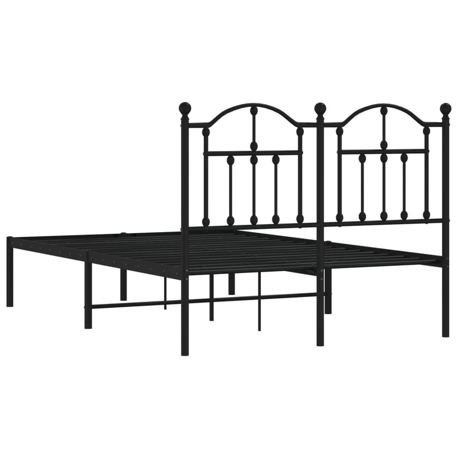Bedframe Metaal 120 x 200 cm Zwart met hoofdbord