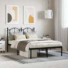Bed frame with headboard metal black 120x200 cm