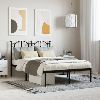 Bedframe Metaal 120 x 200 cm Zwart met hoofdbord