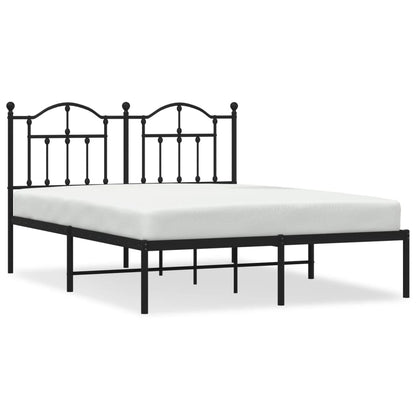 Bedframe Metaal 135 x 190 cm Zwart met hoofdbord