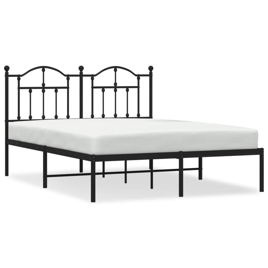 Bedframe Metaal 135 x 190 cm Zwart met hoofdbord