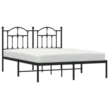 Bedframe Metaal 135 x 190 cm Zwart met hoofdbord