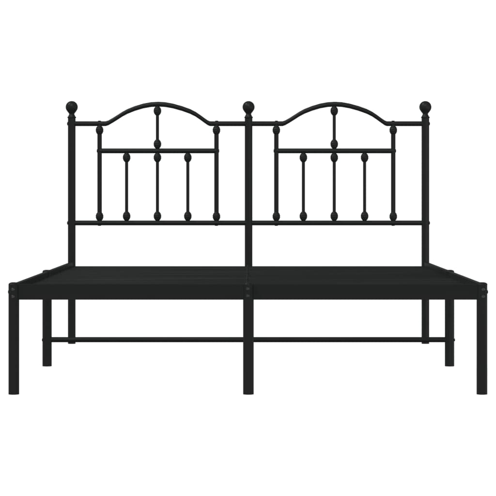 Bedframe Metaal 135 x 190 cm Zwart met hoofdbord