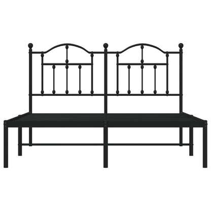 Bedframe Metaal 135 x 190 cm Zwart met hoofdbord
