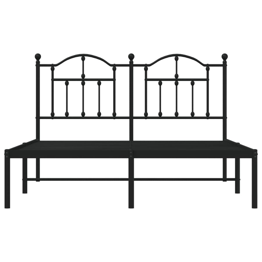 Bedframe Metaal 135 x 190 cm Zwart met hoofdbord
