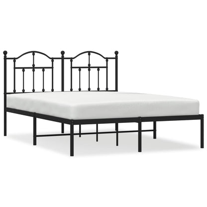 Bedframe Metaal 140 x 190 cm Zwart met hoofdbord
