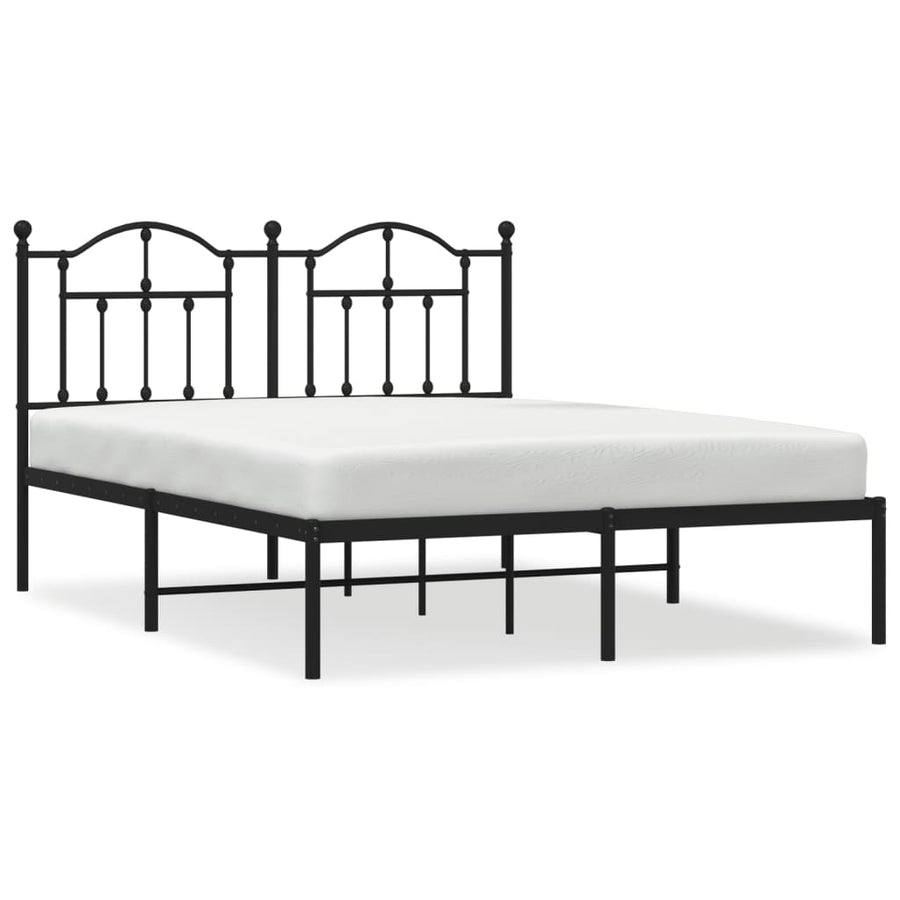 Bedframe Metaal 140 x 190 cm Zwart met hoofdbord
