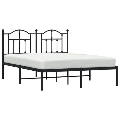 Bedframe Metaal 140 x 190 cm Zwart met hoofdbord