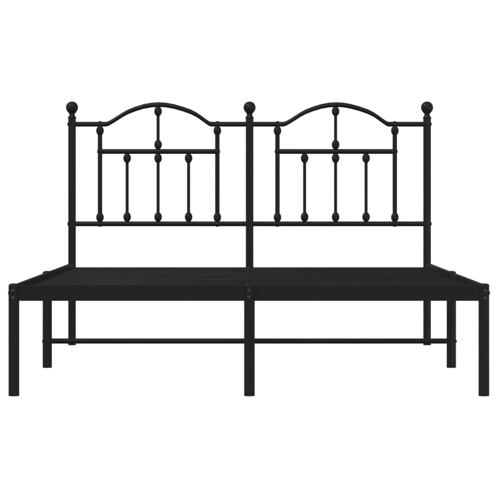 Bedframe Metaal 140 x 190 cm Zwart met hoofdbord