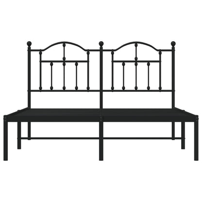 Bedframe Metaal 140 x 190 cm Zwart met hoofdbord
