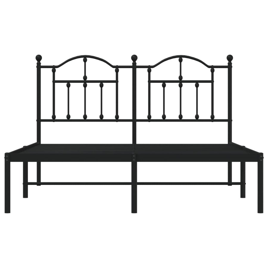 Bedframe Metaal 140 x 190 cm Zwart met hoofdbord