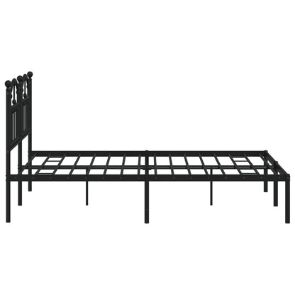 Bedframe Metaal 140 x 190 cm Zwart met hoofdbord