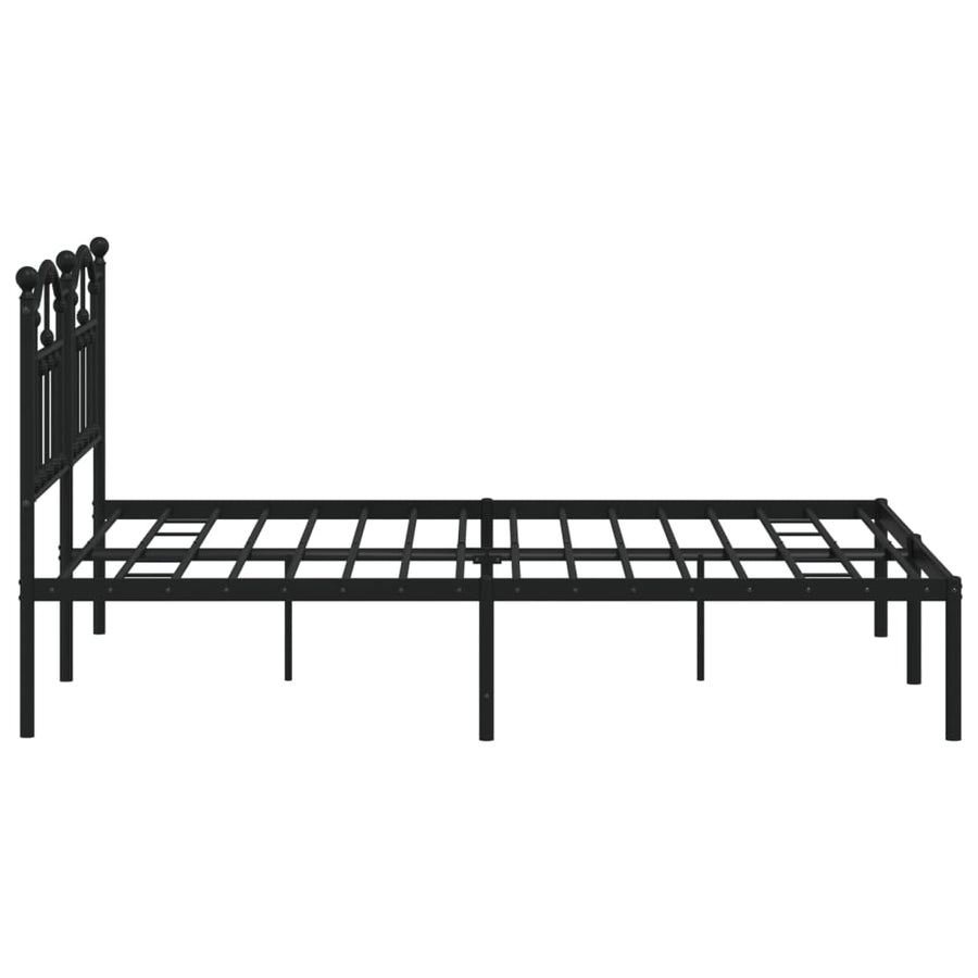 Bedframe Metaal 140 x 190 cm Zwart met hoofdbord