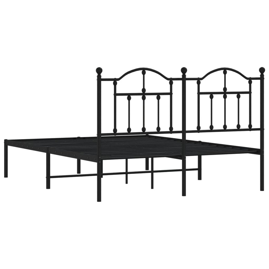 Bedframe Metaal 140 x 190 cm Zwart met hoofdbord