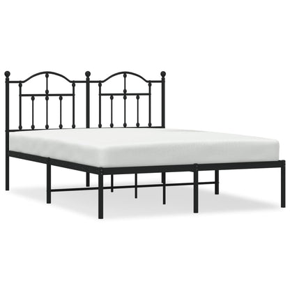 Bedframe Metaal 140 x 200 cm Zwart met hoofdbord