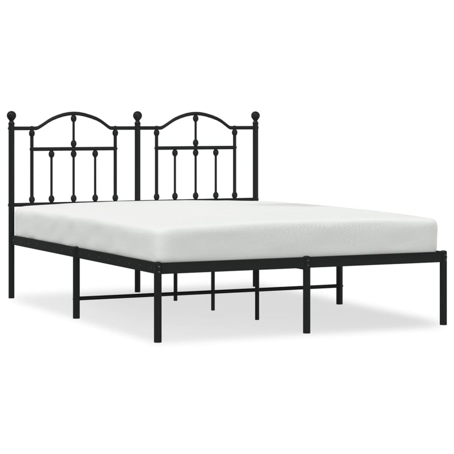 Bedframe Metaal 140 x 200 cm Zwart met hoofdbord