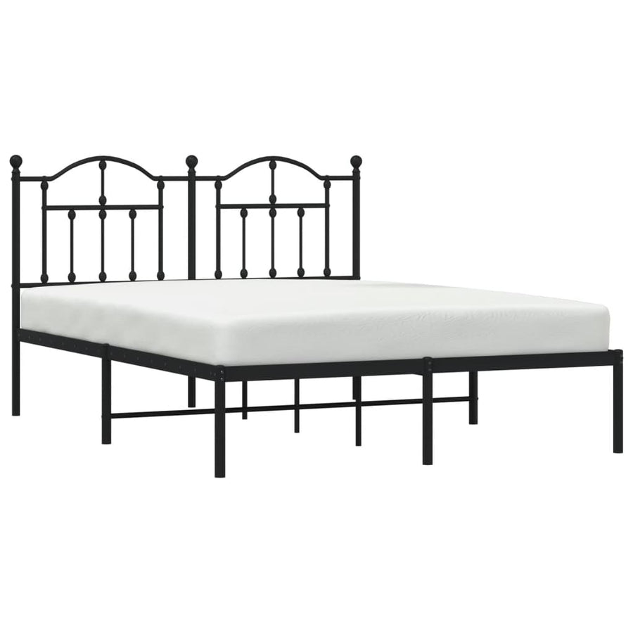Bedframe Metaal 140 x 200 cm Zwart met hoofdbord