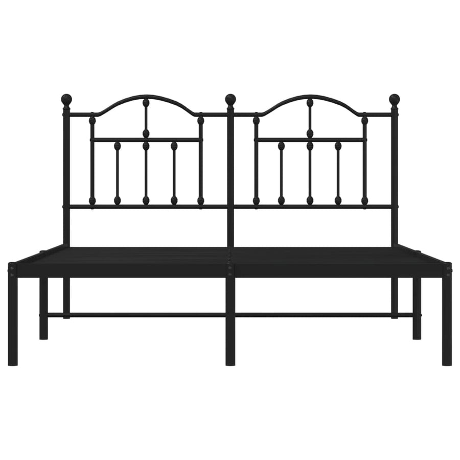 Bedframe Metaal 140 x 200 cm Zwart met hoofdbord