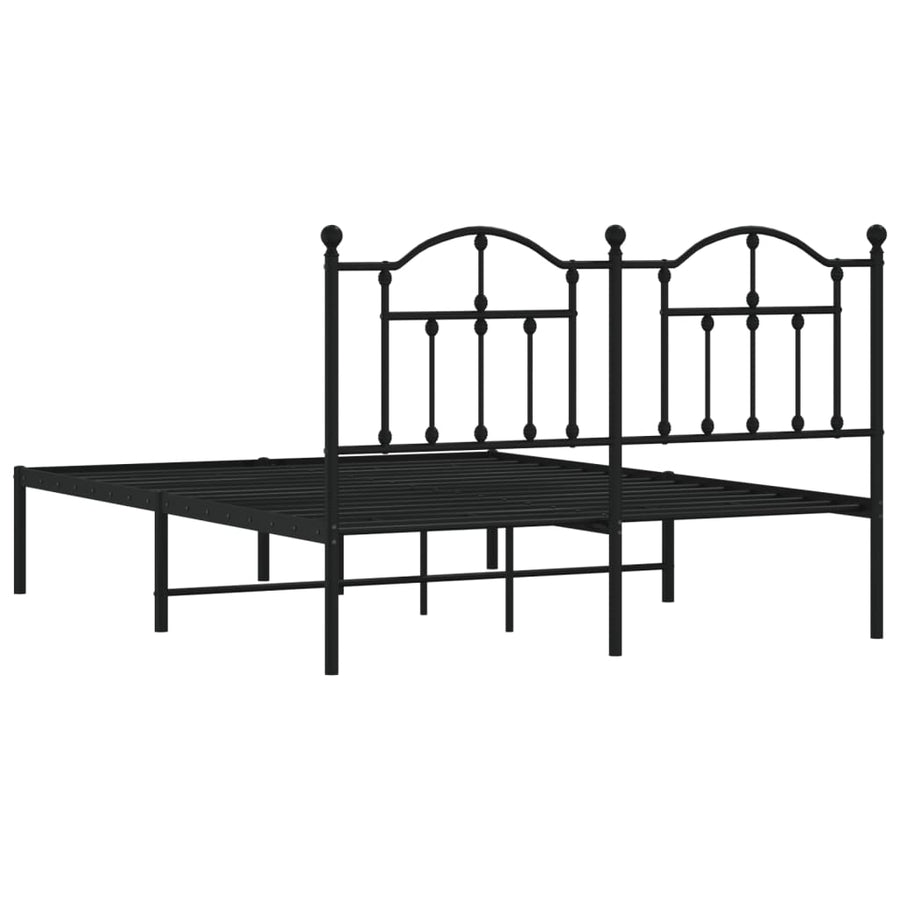 Bedframe Metaal 140 x 200 cm Zwart met hoofdbord