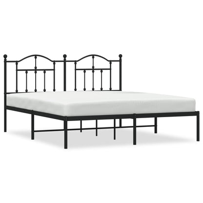 Bedframe Metaal 160 x 200 cm Zwart met hoofdbord