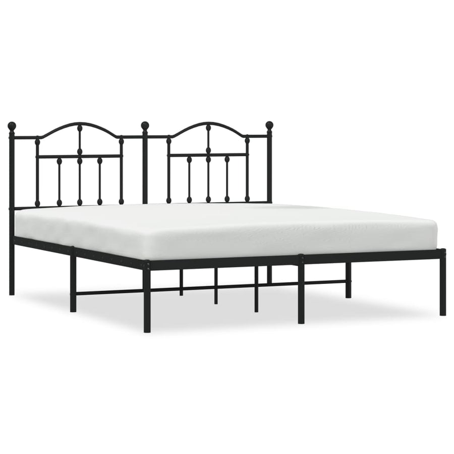 Bedframe Metaal 160 x 200 cm Zwart met hoofdbord