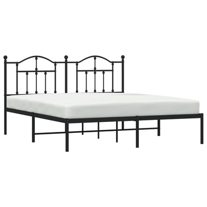 Bedframe Metaal 160 x 200 cm Zwart met hoofdbord