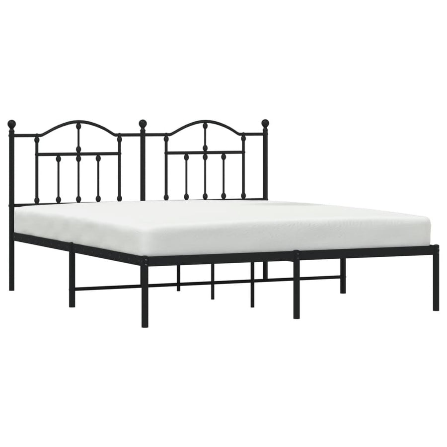 Bedframe Metaal 160 x 200 cm Zwart met hoofdbord