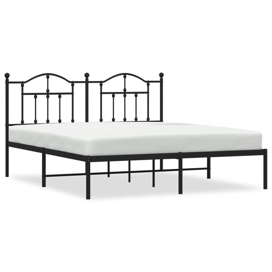 Bedframe Metaal 180 x 200 cm Zwart met hoofdbord