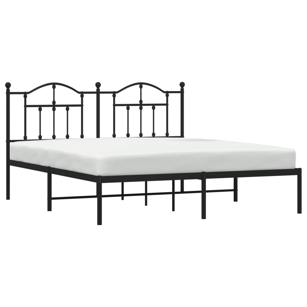 Bedframe Metaal 180 x 200 cm Zwart met hoofdbord