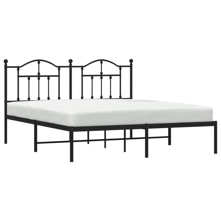 Bedframe Metaal 180 x 200 cm Zwart met hoofdbord