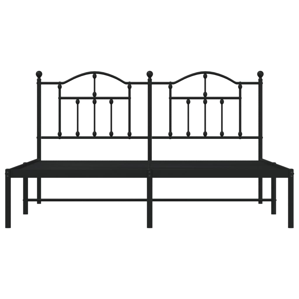 Bedframe Metaal 180 x 200 cm Zwart met hoofdbord