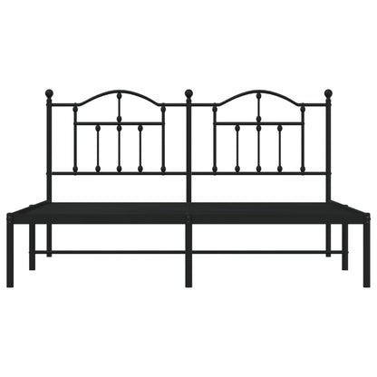 Bedframe Metaal 180 x 200 cm Zwart met hoofdbord