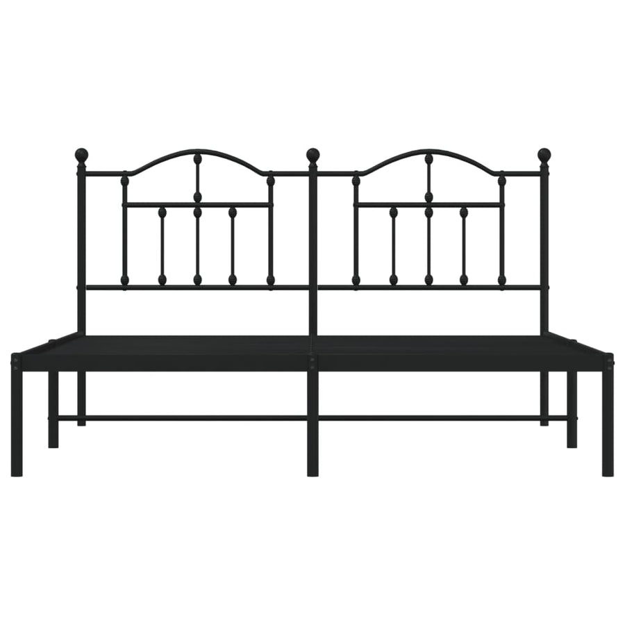 Bedframe Metaal 180 x 200 cm Zwart met hoofdbord