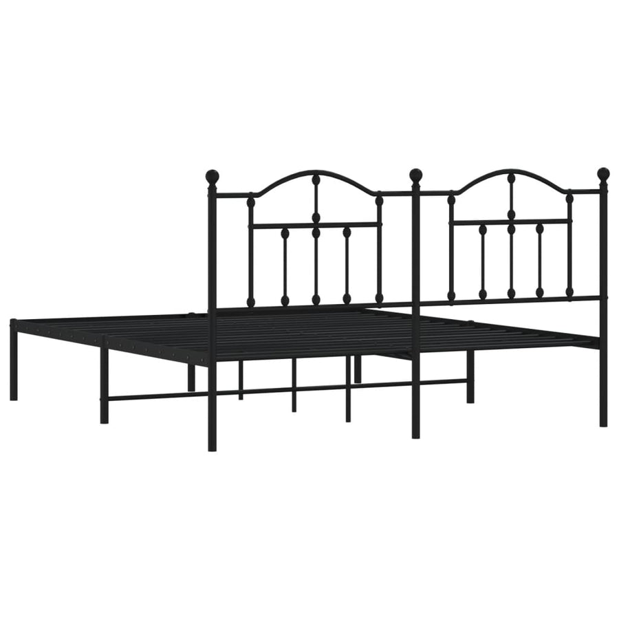 Bedframe Metaal 180 x 200 cm Zwart met hoofdbord