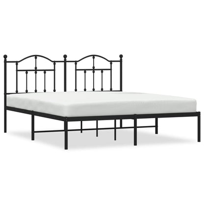 Bedframe Metaal 183 x 213 cm Zwart met hoofdbord