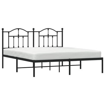 Bedframe Metaal 183 x 213 cm Zwart met hoofdbord