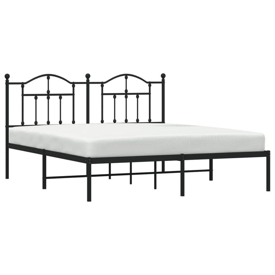 Bedframe Metaal 183 x 213 cm Zwart met hoofdbord
