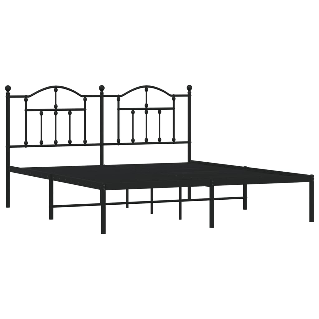 Bedframe Metaal 183 x 213 cm Zwart met hoofdbord