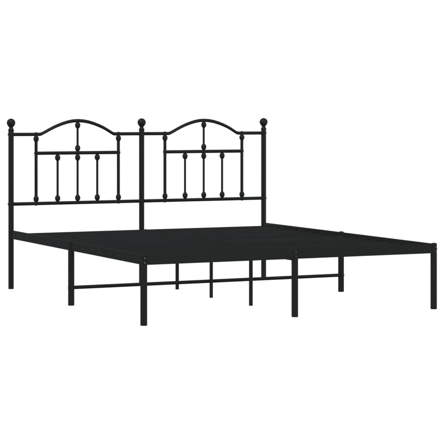 Bedframe Metaal 183 x 213 cm Zwart met hoofdbord