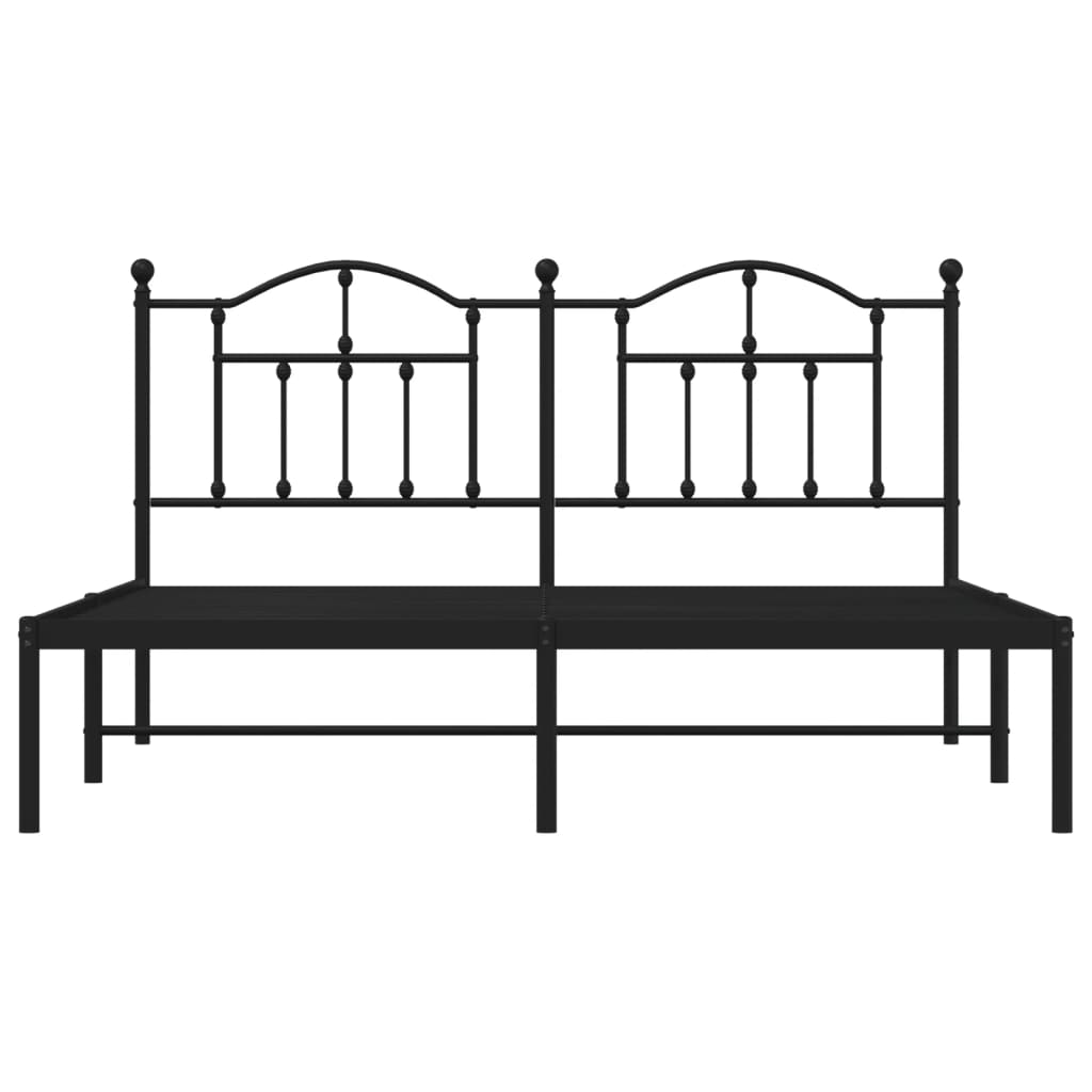 Bedframe Metaal 183 x 213 cm Zwart met hoofdbord