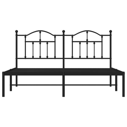 Bedframe Metaal 183 x 213 cm Zwart met hoofdbord