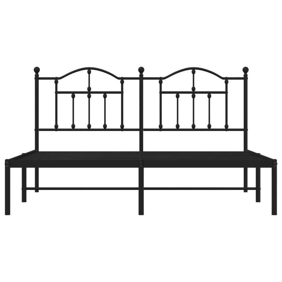 Bedframe Metaal 183 x 213 cm Zwart met hoofdbord