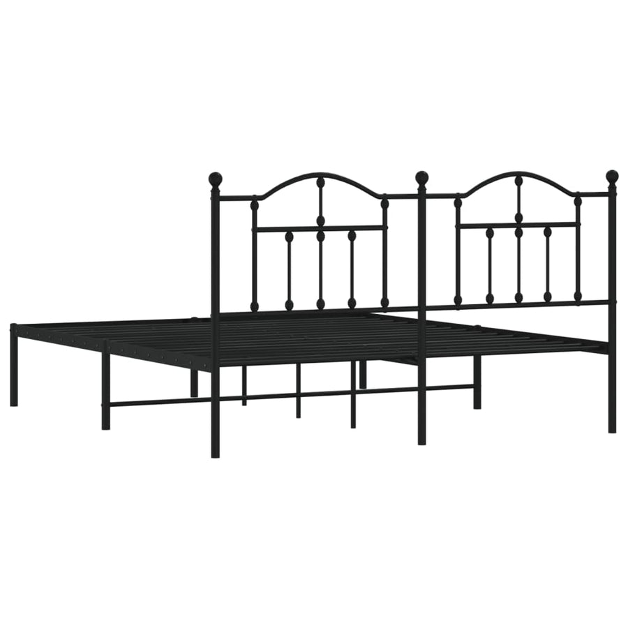 Bedframe Metaal 183 x 213 cm Zwart met hoofdbord