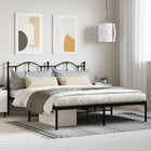 Black metal bed frame with headboard 183x213 cm