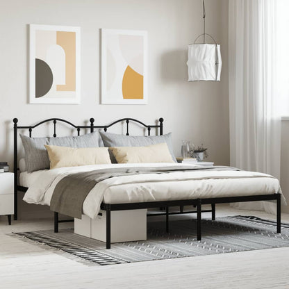 Bedframe Metaal 183 x 213 cm Zwart met hoofdbord